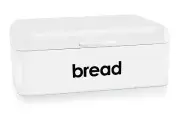 Bread Box Large Kitchen Countertop Capacity Storage Bin Vintage White Metal