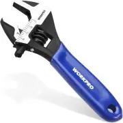 WORKPRO 4-Inch Adjustable Wrench, Cr-V Steel Wrench, Wide Jaw Black Oxide