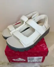 Alegria Womens White Henlee Adjustable Two Strap Sandal Size 11.5-12 Comfort