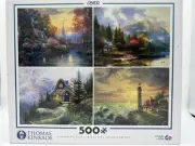 Thomas Kinkade Set Of 4 500 Pc Jigsaw Puzzles Landscape Scenes - Sealed Box NEW
