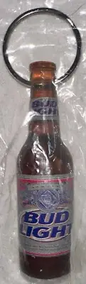 Vintage Still Sealed Budweiser Bud Light Keychain Bottle Opener Collectible NIB