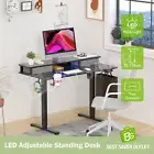 Electric Standing Desk Computer Sit Stand Up Table Height Adjustable LED Drawers