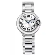 Cartier Ballon Bleu Ladies Steel Small Model 28 mm Watch W69010Z4 Complete