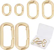 1 Box 6Pcs 3 Sizes Brass Oval Key Rings Spring Gate Ring Small 18K Gold Keychain