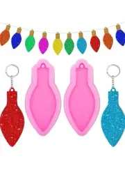 Light Bulb Silicone Mold Keychain Chocolate with 10 Pc Key Rings with Chain 2 Pc