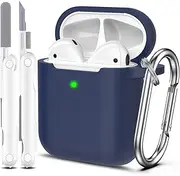 [R-fun] Compatible with AirPods 2nd Generation 2019,1st Gen 2016 Charging Case Cover,Soft Silicone Protective Case Compatible with Apple AirPods with Cleaner Kit & Keychain,Midnight Blue