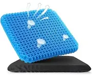 2 Pack Gel Seat Cushion, Double Thicker Breathable Gel Seat Cushion for Wheelchair Cool Seat Cushion Honeycomb Design, Lumbar Support Chair Cushion with Non-Slip Cover for Home Office Car