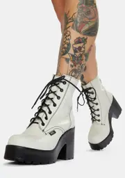 [ROC Boots Australia] Mascot White Leather Combat Boots