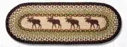 Braided Jute Hand Stenciled Oval Table Runner. Earth Rugs. MOOSE. 13" X 36"