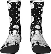 [EdWal] Soft Astronaut And Alien print Moisture Wicking Socks Sports Socks for Men and Women Warm thermal Boot Hiking Socks