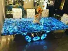 96" x 48" Blue Agate Dining Table Top / agate Kitchen Counter Handmade