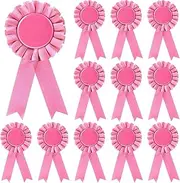12 Pieces Blank Award Ribbon Prize 1st Place Rosette Medal Winner Victory Recognition Participation Ribbon for Competition Sport Event School Contest(Pink)