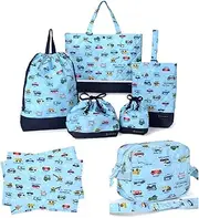 COLORFUL CANDY STYLE NT180200 Kindergarten Entrance 7-Piece Set, Water Repellent, Lightweight Type (Lesson Bag and Reflector), Lesson Bag, School Bag, Shoe Case, Gymnastics Clothing Bag, Bento Bag,