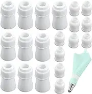 20 Pcs Couplers for Piping Bags Plastic Standard Couplers Cake Decorating Coupler Pipe Icing Piping Tip Coupler for Icing Nozzles White (1.2 X 1 Inch)