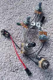 Solderless EZ-INSTALL Wiring KIT Flying V for 2 Active EMG PU 2V 1T 3-Way Silver