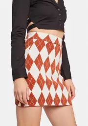 Sleek Stunt Argyle Mini Skirt