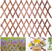 HolyMaji 2 Pack Expandable Wooden Lattice Fence, Garden Trellis for Climbing Outdoor Plants, Stretchable Panel Wall Trellis Vertical Rack Wood Frame Patio Decorative for Vine Ivy Rose