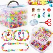 Beads for Kids Crafts, 1100 Jewelry Making Bead Kit Includes Scissor, String, In