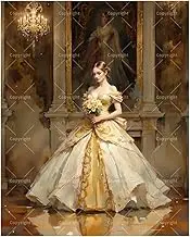 TAOPAOLAB Elegant Lady in Gown Paint by Numbers Kit for Adults - DIY Woman in Golden Dress Painting on Canvas 16x20In, Acrylic Paint Set, Suitable for Beginners, Art for Home Decoration or Gifts
