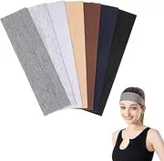 [Yizene] Headbands for Women,7Pcs Sports Headband Non Slip Stretchy Cotton Elastic,Head Band for Workout Yoga Running Sport(Multicolor）