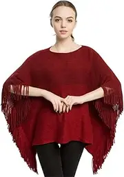 [HEYDHSDC] Solid Cape Scarf Gold Yarn Tassel Lady Shawl Knitted Gradient Sweater Women Ponchos
