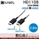 CAMKA HD1108 標準HDMI-A 轉 HDMI-A 轉接線 (0.8m) HDMI 高畫質影像 傳輸線