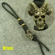 Hand weave 550 Paracord Brass " Goat skull " Knife Lanyard Bead Beads GH380