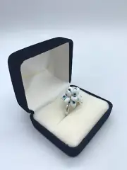 sterling silver ring with multi white eyes protection from evil eye mini bead