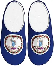 [EdWal] Flag of Virginia print Winter Warm Slippers Indoor Anti-skid Plush Slippers Relaxing at Home for Women Men