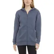 Danskin Women's Ultra Cozy Fleece Full Zip Hooded Jacket-Stonewash Heather-XXL