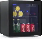 36L Mini Bar Fridge Glass Door Mini Refrigerator Black