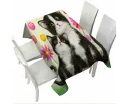 Cute Black and White Cats Mother and Daughter Tablecloth