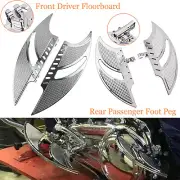 Chrome Driver + Passenger Floorboards Foot Rests Fit For Harley Touring Dyna FLD
