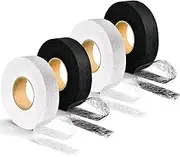 Fabric Fusing Tape, 4 Rolls 280 Yards Adhesive Hem Tape, Iron-on Fabric Fusing Tape for Hemming Broken Pants, Clothes, Jeans Trouser, Skirt (White and Black)