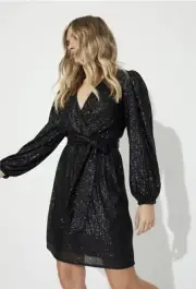 DECJUBA DONNA SEQUIN WRAP DRESS SIZE 6 BNIP RRP $169.95