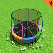 Kahuna Rainbow 8ft Trampoline with Ladder Kids Safety Net Enclosure Trampolines