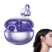 Clip-On Open Ear Bluetooth 5.4 Earbuds with C-Shaped Bridge and IPX4 Waterproof-Purple
