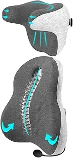 CULOTOL Car Back Cushion Lumbar Support and Car Neck Pillow Kit with Airbag for Driver Neck Pain Relief When Driving, Headrest Pillow for Car Seat with Soft Memory Foam, with Adjustable Strap