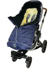 Naturally Sheepskins Combi Fleece Footmuff with removable Lambskin Liner (Linear Navy + Natural)