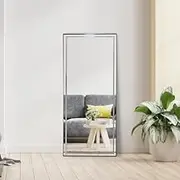 Black Rectangular LED Mirror Full Length Mirror 80x180 cm Aluminium Alloy Frame Minimalist Home Décor 3 Colour Dimmable for Bedroom Dressing Room Living Room Hallway