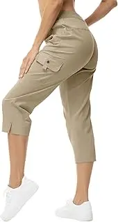 [YSENTO] Womens Cargo Capri Hiking Pants Lightweight Athletic Quick Dry Shorts Joggers Zipper Pockets