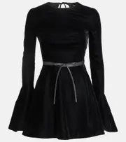 [Saint Laurent] Saint Laurent Open-back velvet minidress UK 10 black