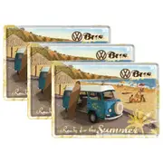 3PK Nostalgic Art Metal/Paper Postcard VW Ready For The Summer w/Envelope 14cm