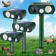 JahyElec 4 Pack Solar Animal Repellent Ultrasonic Cat Repellent Outdoor Deer Repeller with Motion Detection & Strobe Light, Animal Deterrent Device for Squirrel Raccoon Skunk Rabbit out of Garden Yard