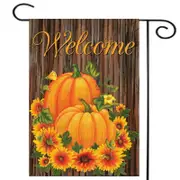2PCS Pumpkins and Mums Fall Welcome Garden Flag Autumn Floral Halloween Decorations