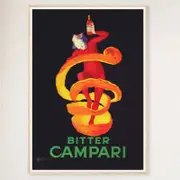 Galrie Bitter Campari Vintage Advertising Poster by Leonetto Cappiello Italian Art, Wood Frame, A1 60 x 84cm (23 x 33inch)
