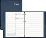 EMSHOI Undated Daily Planner 8.5" X 11", A4 to Do List Notepad, 240 Pages Ring Binder Planner Hardcover Leather Notebook for Work Business Meeting, with Yearly Schedule, Habit Tracker, Blue