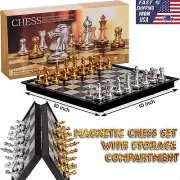 10 inch Magnetic Portable Chess Set with Board Folding Chess Board Indoor Games