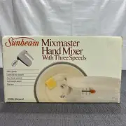 Sunbeam Mixmaster Hand Mixer 3 Speeds Almond 03016 w/ Original Box 1983 Vintage