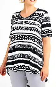 TS TAKING SHAPE plus sz S / 16 Bamboo Lets Go Wild Tunic hi-low stretch top NWT